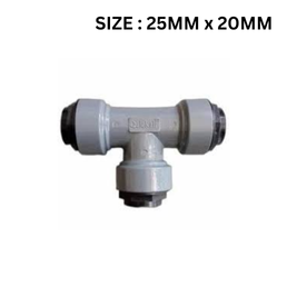 Quickair Push Fit Reduced Equal Tee Connector For Aluminium Compresser Piping-25MM x 20MM