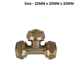 Unipro Equal Tee Brass Compression Fitting - 32MM x 32MM x 32MM - Pack Of 2Nos