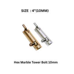 Virat Gold Hex Marble Tower Bolt Antique 4” (10 mm)