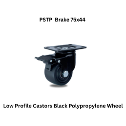 MUVALL Low Profile Castors Black Polypropylene Wheel PSTP Brake 75x44