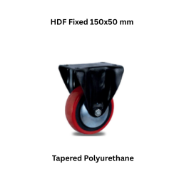 MUVALL Tapered Polyurethane Red Wheel Forged Steel Castor HDF Fixed 150x50 mm