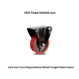MUVALL Cast Iron Core Polyurethane Wheel Forged Steel Castor HDF Fixed 150x50 mm