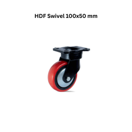 MUVALL Polyurethane Red Wheel Forged Steel Castor Medium-Heavy Duty HDF Swivel 100x50 mm