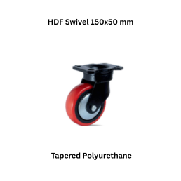 MUVALL Tapered Polyurethane Red Wheel Forged Steel Castor HDF Swivel 150x50 mm