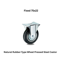 MUVALL Natural Rubber-Type Wheel Pressed Steel Castor Fixed 75x22