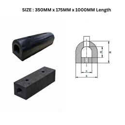 Safe Industries D Type Rubber Dock Bumpers - 350MM x 175MM x 1000MM Length