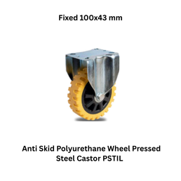 MUVALL Anti Skid Polyurethane Wheel Pressed Steel Castor PSTIL Fixed 100x43 mm
