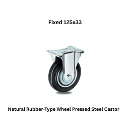 MUVALL Natural Rubber-Type Wheel Pressed Steel Castor Fixed 125x33