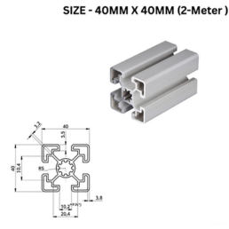Quickframe Industrial Aluminium Profile Medium 40MM x 40MM - 2-Meter Length