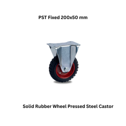 MUVALL Solid Rubber Wheel Pressed Steel Castor PST Fixed 200x50 mm