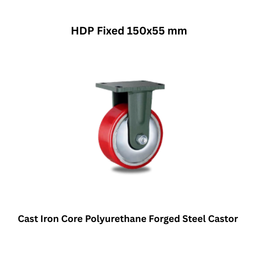 MUVALL Cast Iron Core Polyurethane Forged Steel Castor HDP Fixed 150x55 mm