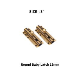 Virat Gold Round Baby Latch Antique - 3” (12 mm)