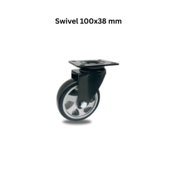 MUVALL Polyurethane Black Wheel Pressed Steel Castor PSTP Swivel 100x38 mm