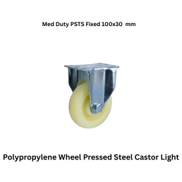 MUVALL Polypropylene Wheel Pressed Steel Castor Light–Med Duty PSTS Fixed 100x30 mm