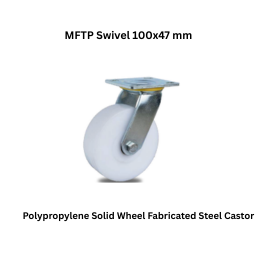 MUVALL Polypropylene Solid Wheel Fabricated Steel Castor MFTP Swivel 100x47 mm
