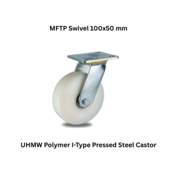 MUVALL UHMW Polymer I-Type Fabricated Steel Castor MFTP Swivel 100x50 mm