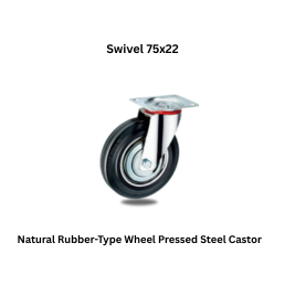 MUVALL Natural Rubber-Type Wheel Pressed Steel Castor Swivel 75x22