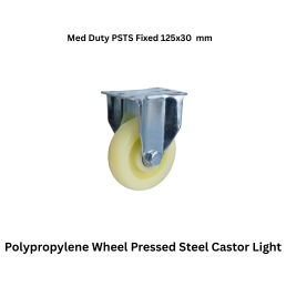 MUVALL Polypropylene Wheel Pressed Steel Castor Light–Med Duty PSTS Fixed 125x30 mm