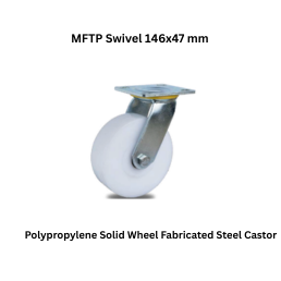 MUVALL Polypropylene Solid Wheel Fabricated Steel Castor MFTP Swivel 146x47 mm