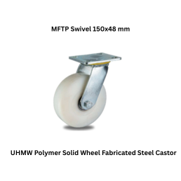 MUVALL UHMW Polymer Solid Wheel Fabricated Steel Castor MFTP Swivel 150x48 mm