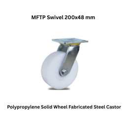 MUVALL Polypropylene Solid Wheel Fabricated Steel Castor MFTP Swivel 200x48 mm
