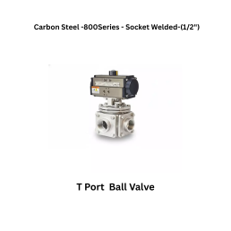 Quickair-3Pc-3Way T Port Ball Valve With Pneumatic Double Acting Actuator -Carbon Steel-800 Class- Socket Welded - Regular Bore - 1/2"