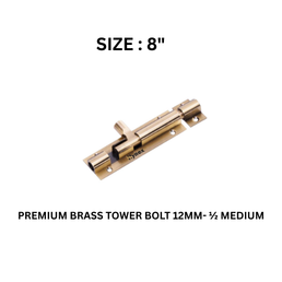 Hynex Premium Brass Tower Bolt 12MM-½ Medium 08" (12 mm)