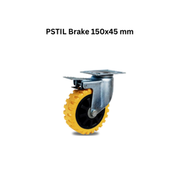 MUVALL Anti Skid Polyurethane Wheel Pressed Steel Castor PSTIL Brake 150x45 mm