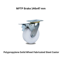 MUVALL Polypropylene Solid Wheel Fabricated Steel Castor MFTP Brake 146x47 mm