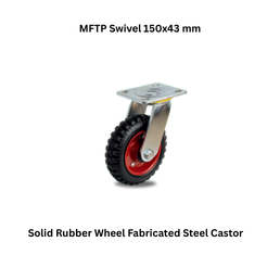 MUVALL Solid Rubber Wheel Fabricated Steel Castor MFTP Swivel 150x43 mm
