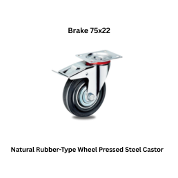 MUVALL Natural Rubber-Type Wheel Pressed Steel Castor Brake 75x22