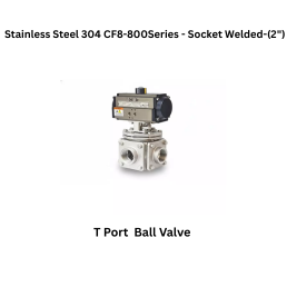 Quickair-3Pc-3Way T Port Ball Valve With Pneumatic Double Acting Actuator -Stainless Steel 304 CF8-800 Class- Socket Welded - Regular Bore - 2"