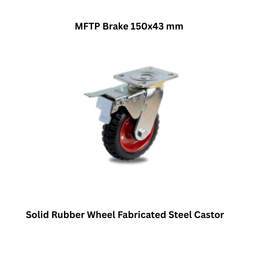 MUVALL Solid Rubber Wheel Fabricated Steel Castor MFTP Brake 150x43 mm