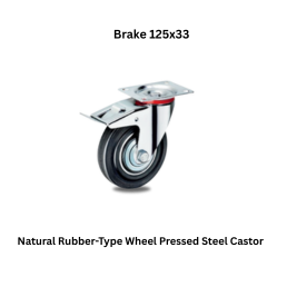 MUVALL Natural Rubber-Type Wheel Pressed Steel Castor Brake 125x33