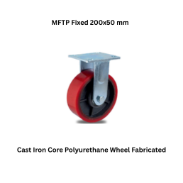 MUVALL Cast Iron Core Polyurethane Wheel Fabricated Steel Castor MFTP Fixed 200x50 mm