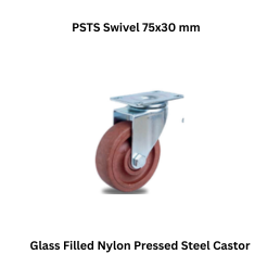 MUVALL Glass Filled Nylon Pressed Steel Castor PSTS Swivel 75x30 mm