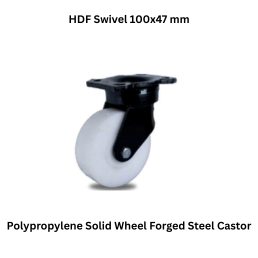MUVALL Polypropylene Solid Wheel Forged Steel Castor HDF Swivel 100x47 mm