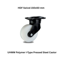 MUVALL UHMW Polymer I-Type Forged Steel Castor HDF Swivel 150x50 mm