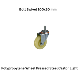 MUVALL Polypropylene Wheel Pressed Steel Castor Light–Med Duty PSTS Bolt Swivel 100x30 mm