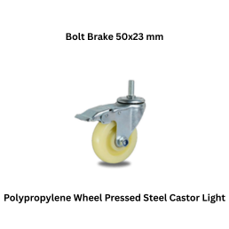 MUVALL Polypropylene Wheel Pressed Steel Castor Light–Med Duty PSTS Bolt Brake 50x23 mm