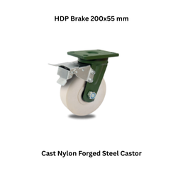 MUVALL Cast Nylon Forged Steel Castor HDP Brake 200x55 mm