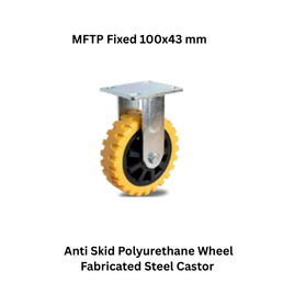 MUVALL Anti Skid Polyurethane Wheel Fabricated Steel Castor MFTP Fixed 100x43 mm