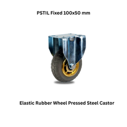 MUVALL Elastic Rubber Wheel Pressed Steel Castor PSTIL Fixed 100x50 mm