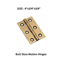 Virat Gold Butt Slow Motion Hinges Antique - 4”x3/4”x3/4”