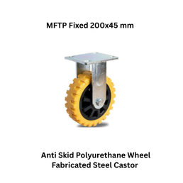 MUVALL Anti Skid Polyurethane Wheel Fabricated Steel Castor MFTP Fixed 200x45 mm