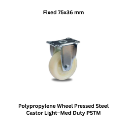 MUVALL Polypropylene Wheel Pressed Steel Castor Light–Med Duty PSTM Fixed 75x36 mm