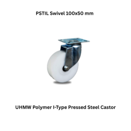 MUVALL UHMW Polymer I-Type Pressed Steel Castor PSTIL Swivel 100x50 mm