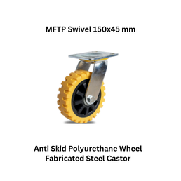 MUVALL Anti Skid Polyurethane Wheel Fabricated Steel Castor MFTP Swivel 150x45 mm