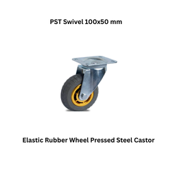 MUVALL Elastic Rubber Wheel Pressed Steel Castor PST Swivel 100x50 mm