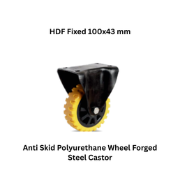 MUVALL Anti Skid Polyurethane Wheel Forged Steel Castor HDF Fixed 100x43 mm